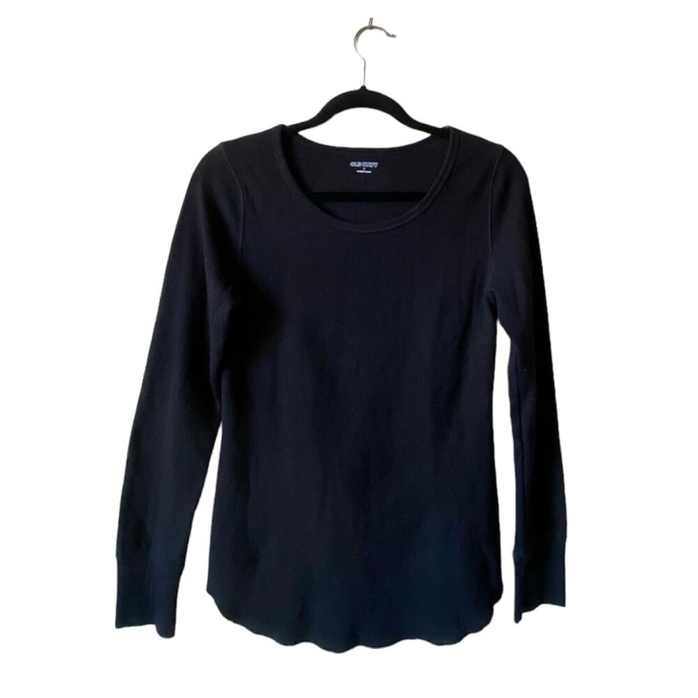 OLD NAVY Women's Size M Long-Sleeve Scoop-Neck Soft Thermal T-Shirt- Black